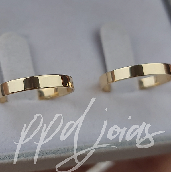 Par de Alianças Milão Olimpo (3mm) - Ouro 18k