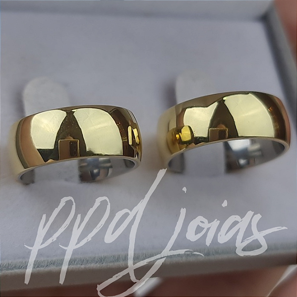Par de Alianças Tradicional (8mm) - Moeda Antiga