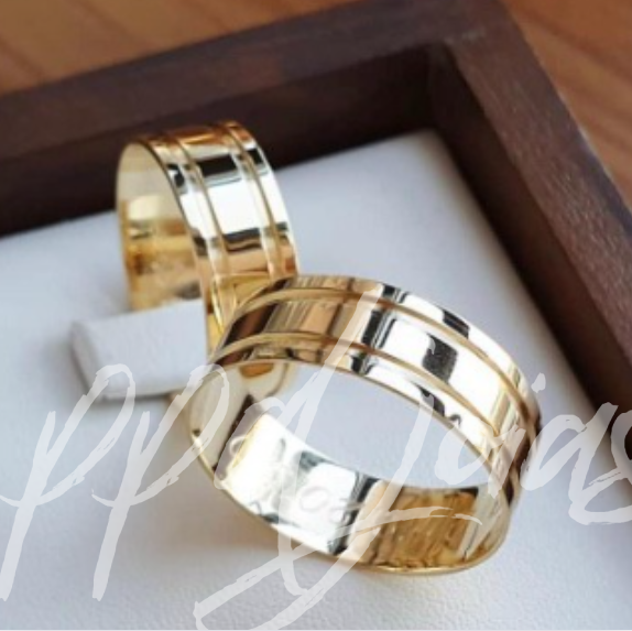 Par de Alianças Stiros Delux (6mm) - Ouro 18k