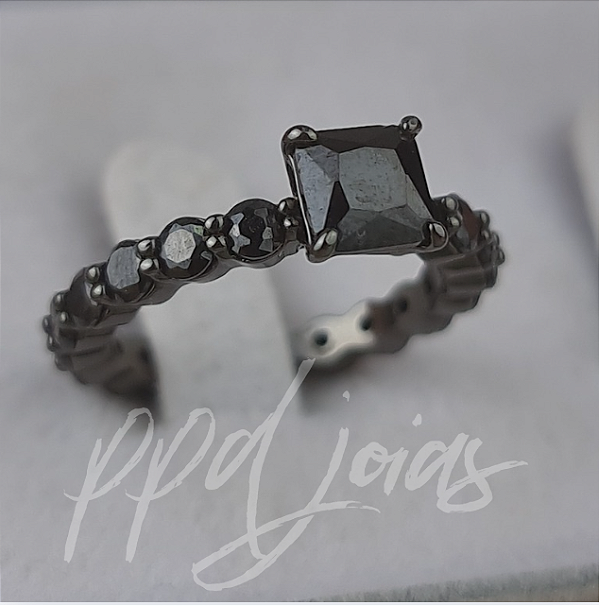 Solitário - Ródio Negro