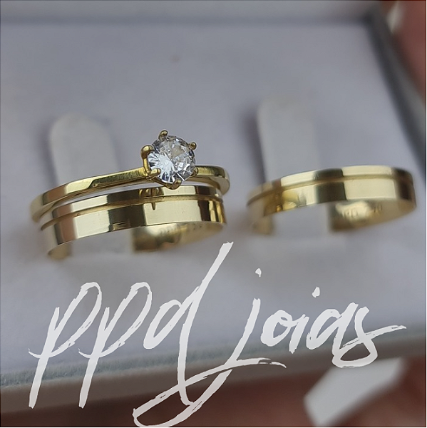 Kit de Alianças Vivar Osvald (4mm) - Ouro 18k