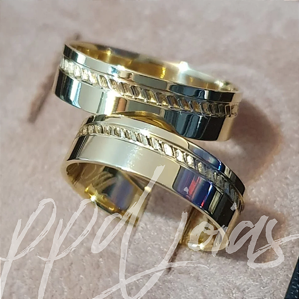 Par de Alianças Olimpus (6mm) - Ouro 18k