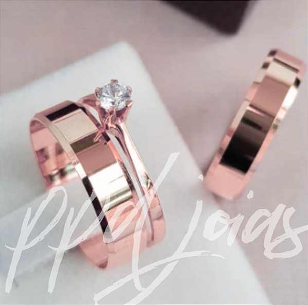 Kit casamento Itália (4,5mm) - Ouro 18k ROSE