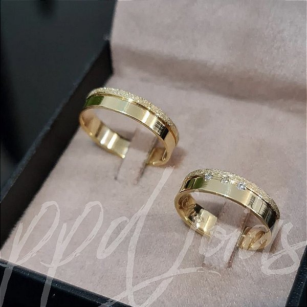 Par de Alianças Triedi - Ouro 18k