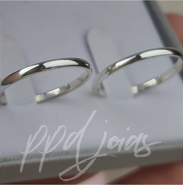 Par de Alianças Tradicional (2mm) - Prata 950