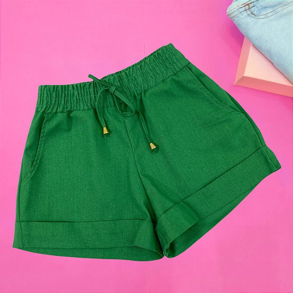 short de linho verde