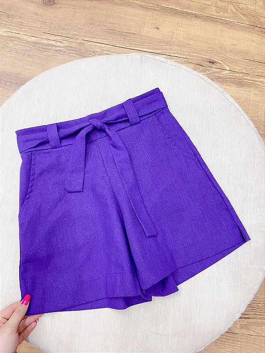 Short Linho Taina Roxo Escuro