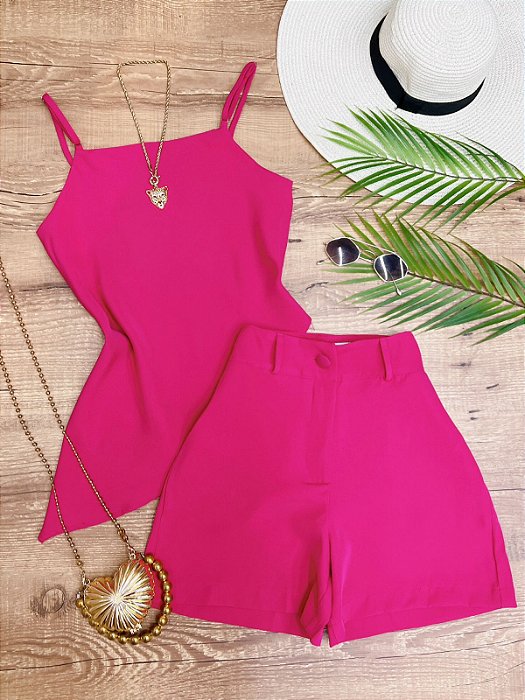 Conjunto Short e Cropped Isadora Pink