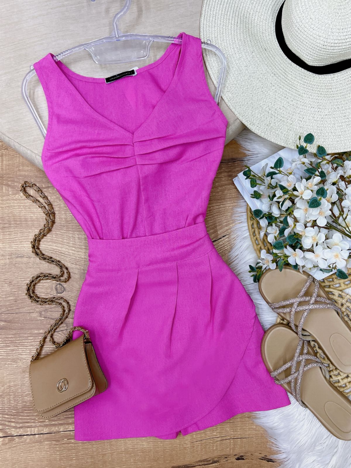 Conjunto Short-Saia e Blusa Madona Rosa