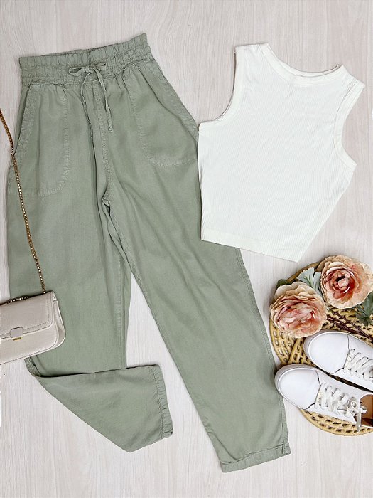Calca Jogger Helena Verde Menta Fernanda Tavares Store Moda Feminina de Qualidade