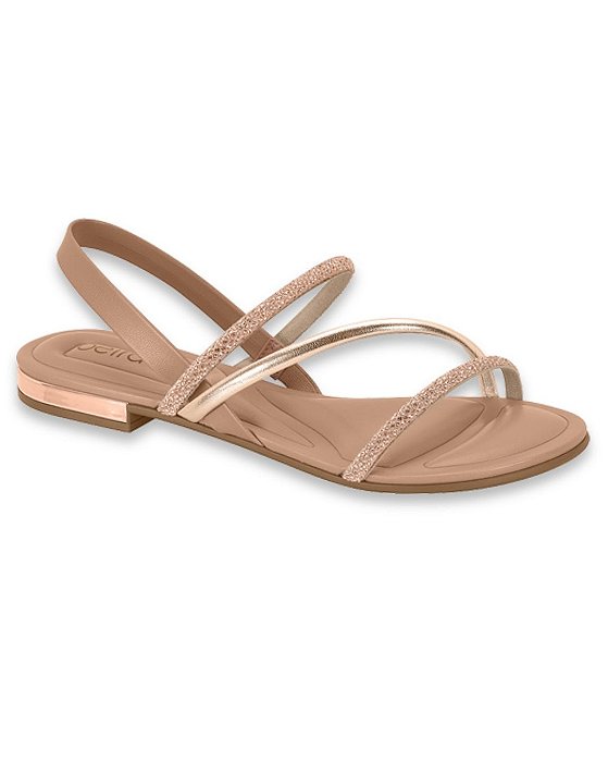 Sandalia Rasteira Beira Rio Flat Rosado/Nude