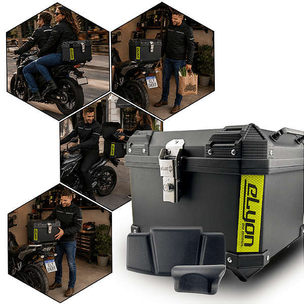 Baú Bauleto Plastico Abs Traseiro 45l Universal Preto Preto