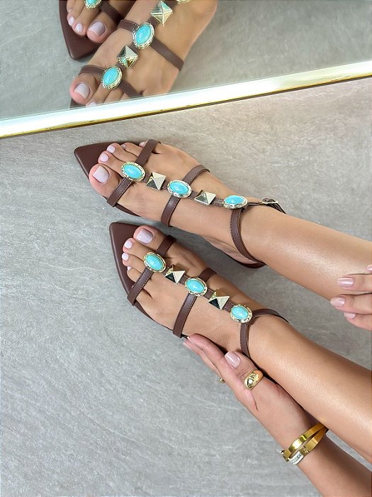 Rasteira Santorini marrom 49/26