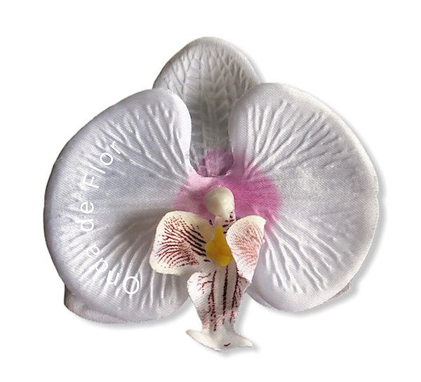 Presilha de orquídea média branca com rosa