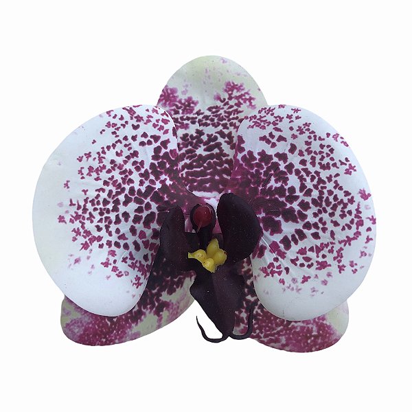 Presilha de orquídea em silicone branca toda pintada de roxo