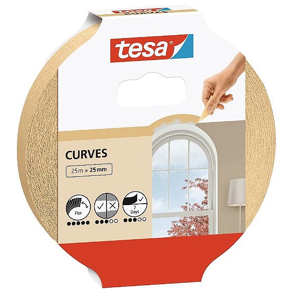Fita Crepe Pintura Em Curvas 25mmX25m Papel Crepado Tesa®