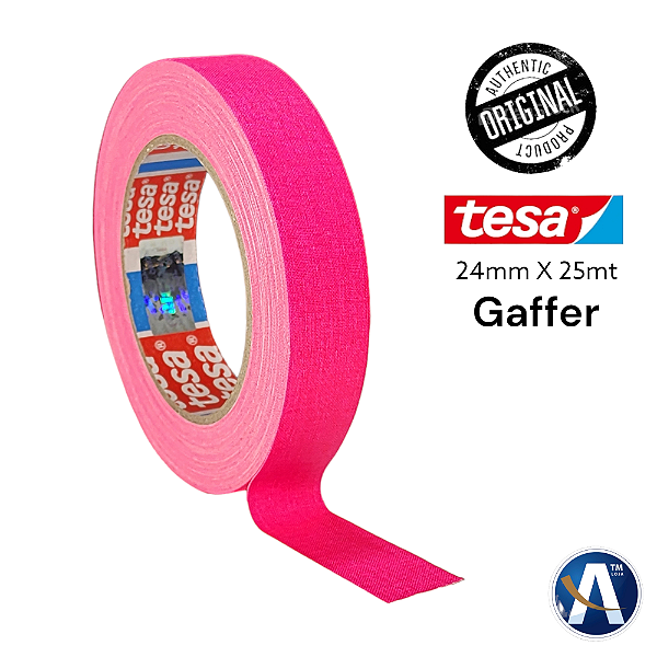 Fita Tecido Gaffer Tape Tesa 24mmX25m Rosa Fluorescente