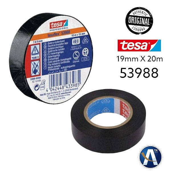 Fita Isolante Profissional 19mmX20m Preta Tesa®