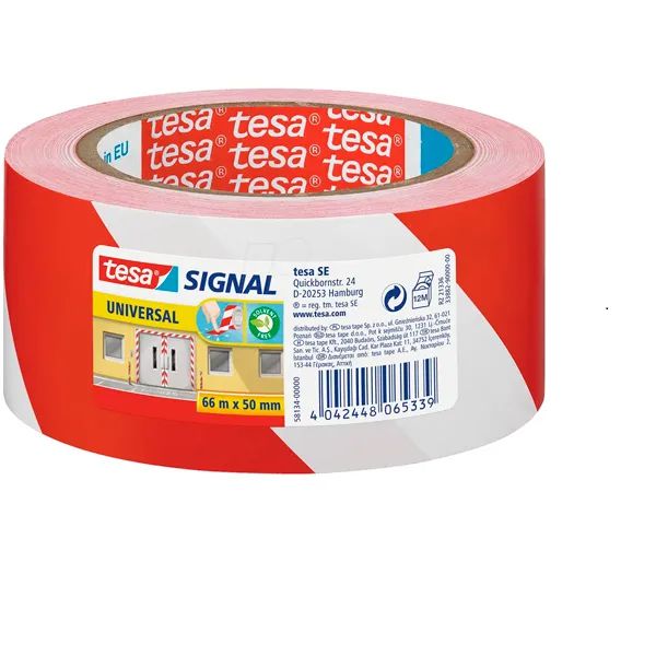 Fita de Demarcação Zebrada Vermelho e Branco 50mmX66m Tesa®
