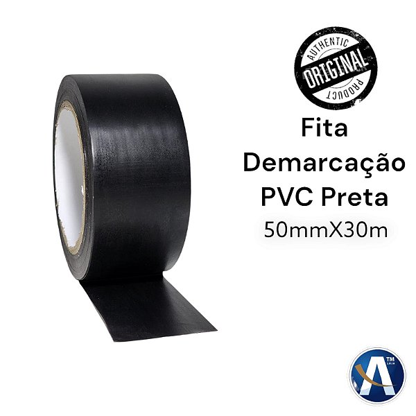 Fita Adesiva PVC De Demarcação Preta 50mmX30m