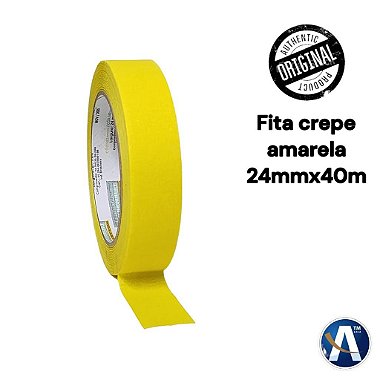 Kit Com 12 Unidades de Fita Crepe Amarela 24mmX40m