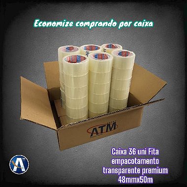 Kit C 36 Rolos Fita Empacotamento Transparente 48mmX50m Tesa