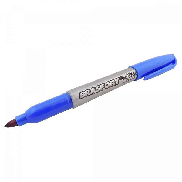 Caneta Marcador Permanente Ponta Fina Azul