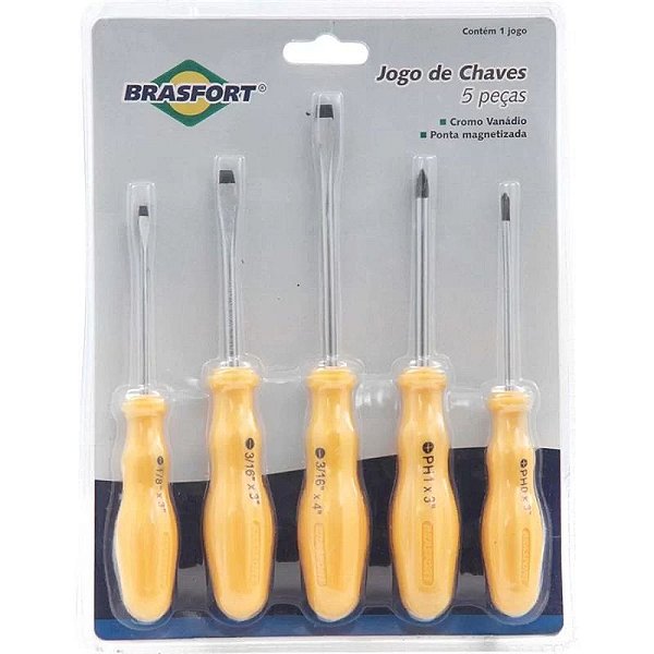 Jogo de Chaves de Fenda Com 5 Peças