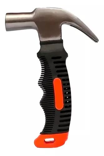 Martelo de Cabo Curto Emborrachado 16cm Preto e Laranja