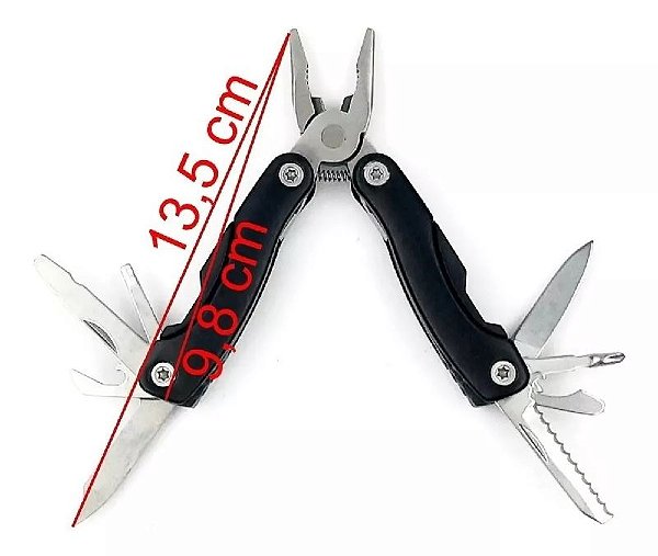 Alicate Canivete Com 8 Funções Preto