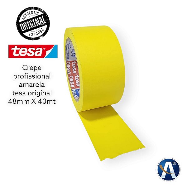 Fita Crepe Amarela Profissional 48mmX40m Tesa