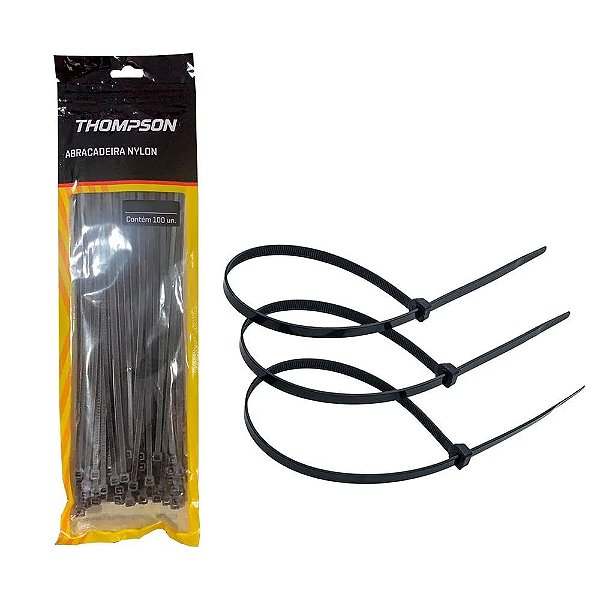 Abraçadeira de Nylon Preta 300mmX3,6mm Com 100 Unidades