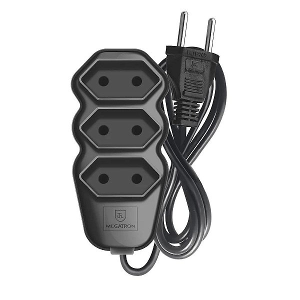 Extensão Megatron 10 Metros Preta 3 Tomadas