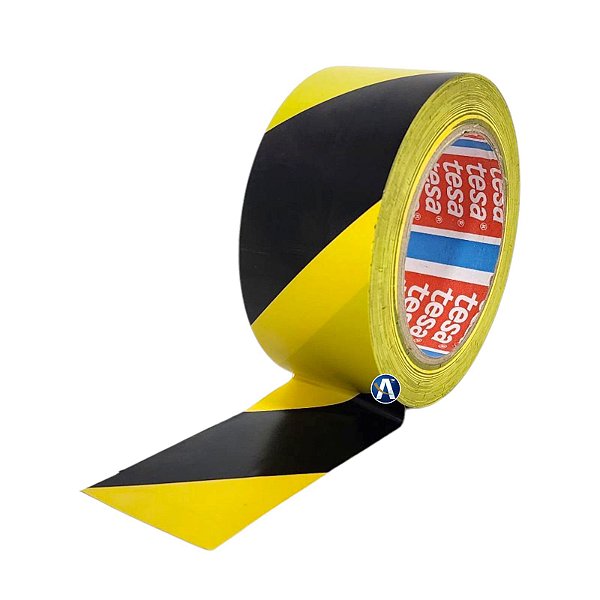 Fita de Demarcação Zebrada Preta e Amarela 50mmx33m Tesa