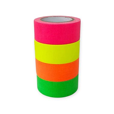 Kit 4 Rolos Fita Tecido Gaffer Tesa 24mmX5m Fluorescente