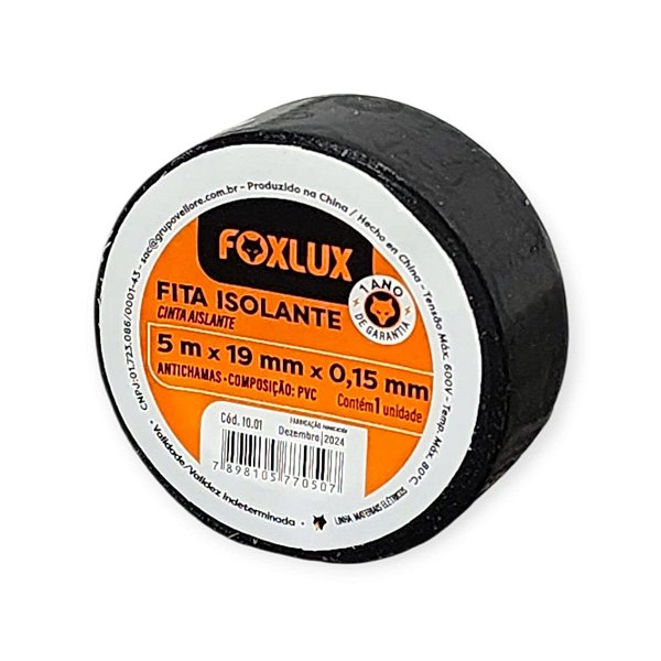 Fita Isolante Preta 19mmX5m Foxlux