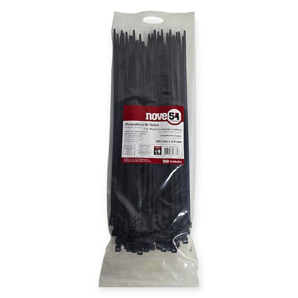 Abraçadeira Nylon Preta 280x4,8mm 100 Unidades Nove54