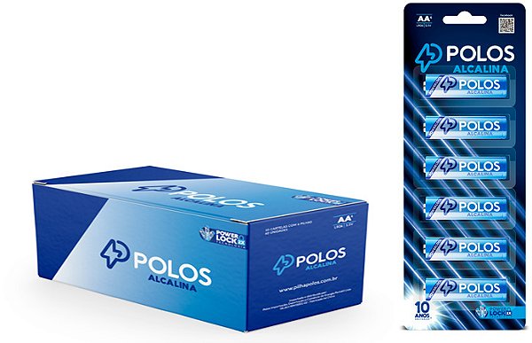 Caixa de Pilha AA Com 60 Unidades Polos