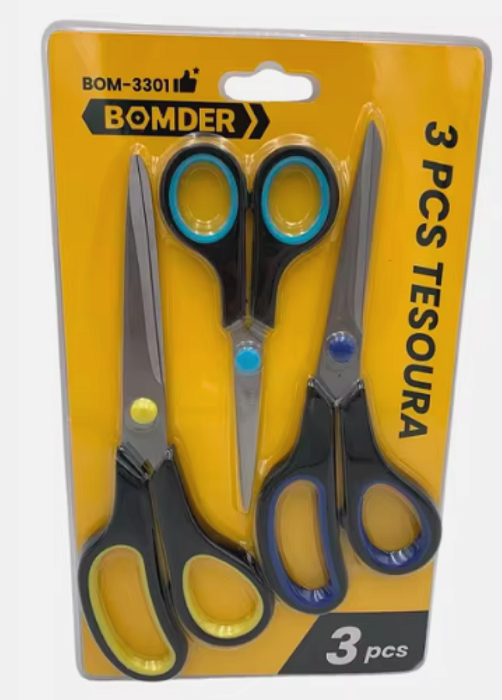 KIT 3 Tesouras Multiusos Aço Inox