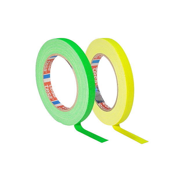 KIT 2 rls Fita Tecido Gaffer Tape Tesa 12mmX25m Fluorescente
