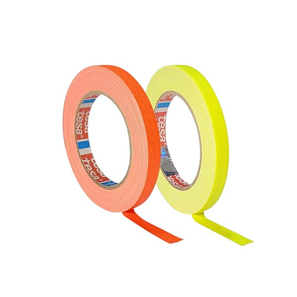 KIT 2 rls Fita Tecido Gaffer Tape Tesa 12mmX25m Fluorescente