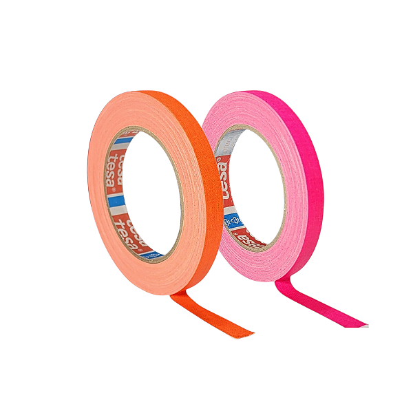 KIT 2 rls Fita Tecido Gaffer Tape Tesa 12mmX25m Fluorescente