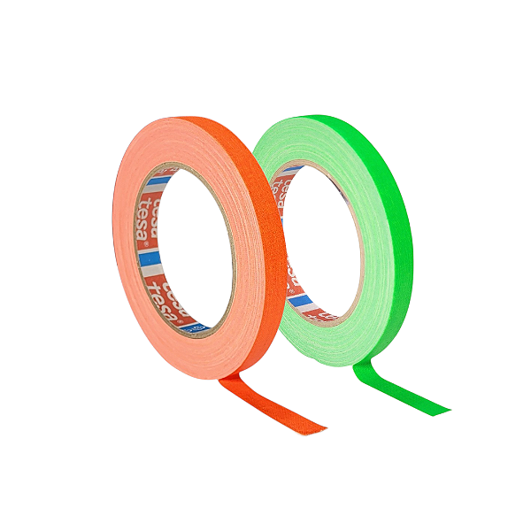 KIT 2 rls Fita Tecido Gaffer Tape Tesa 12mmX25m Fluorescente