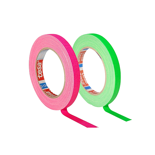 KIT 2 rls Fita Tecido Gaffer Tape Tesa 12mmX25m Fluorescente