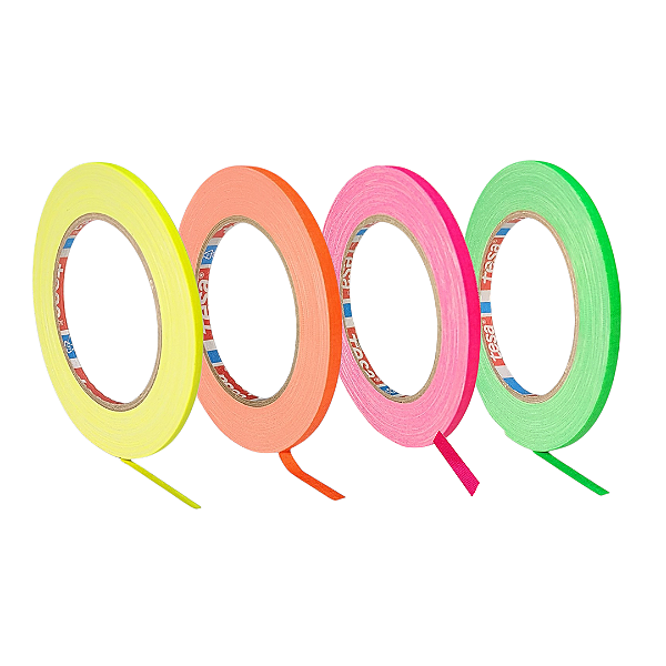 KIT 4 rls Fita Tecido Gaffer Tape Tesa 05mmX25m Fluorescente