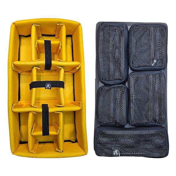 Kit Divisória e Organizador de tampa Removível Modular para Case MP0055 e MAI 545 ATM Pro Amarelo