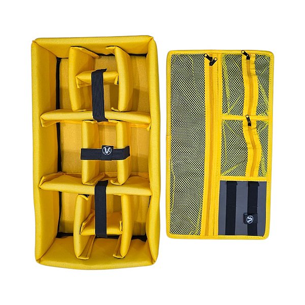 Kit Divisória e Organizador de tampa para Case MP0055, Pelican 1510 e MAI 545 ATM Pro Amarelo