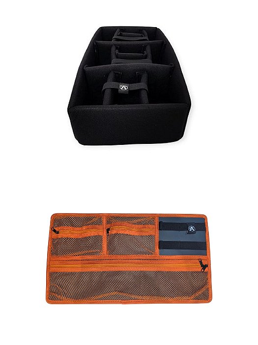 Kit Divisória e Organizador de tampa para Case MP0055, Pelican 1510 e MAI 545 ATM Pro Laranja e Preto