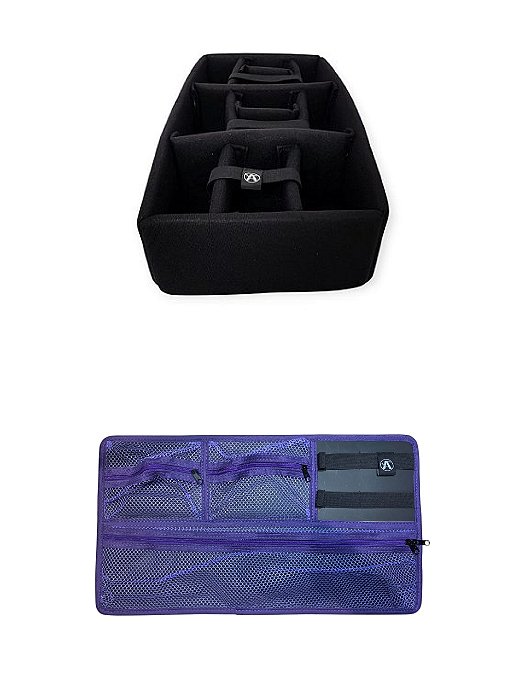 Kit Divisória e Organizador de tampa para Case MP0055, Pelican 1510 e MAI 545 ATM Pro Roxo e Preto
