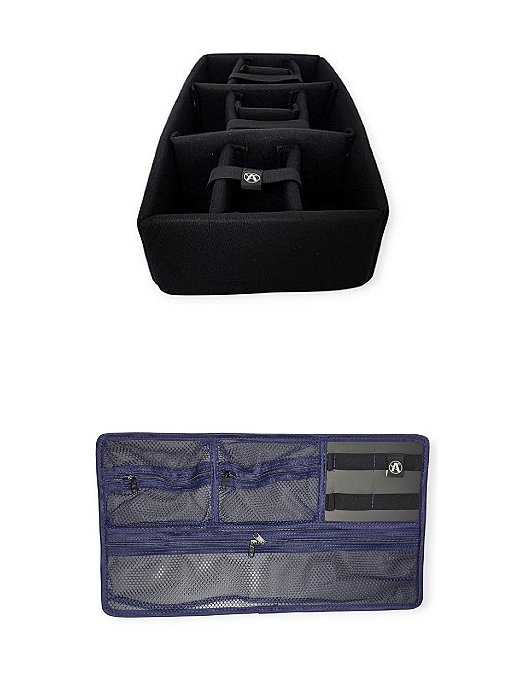 Kit Divisória e Organizador de tampa para Case MP0055, Pelican 1510 e MAI 545 ATM Pro Azul e Preto